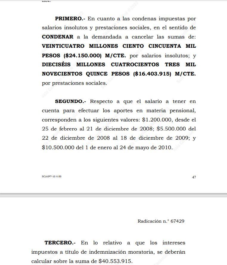 Corte Suprema le ordena al Deportivo Pereira pagarle salarios y publicidad a un futbolista.