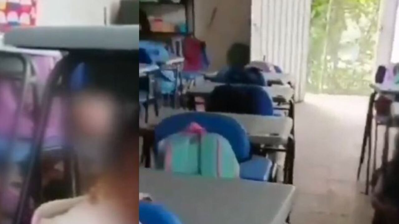 Menores de edad debajo de sus pupitres en medio de combates entre Ejército y Farc.