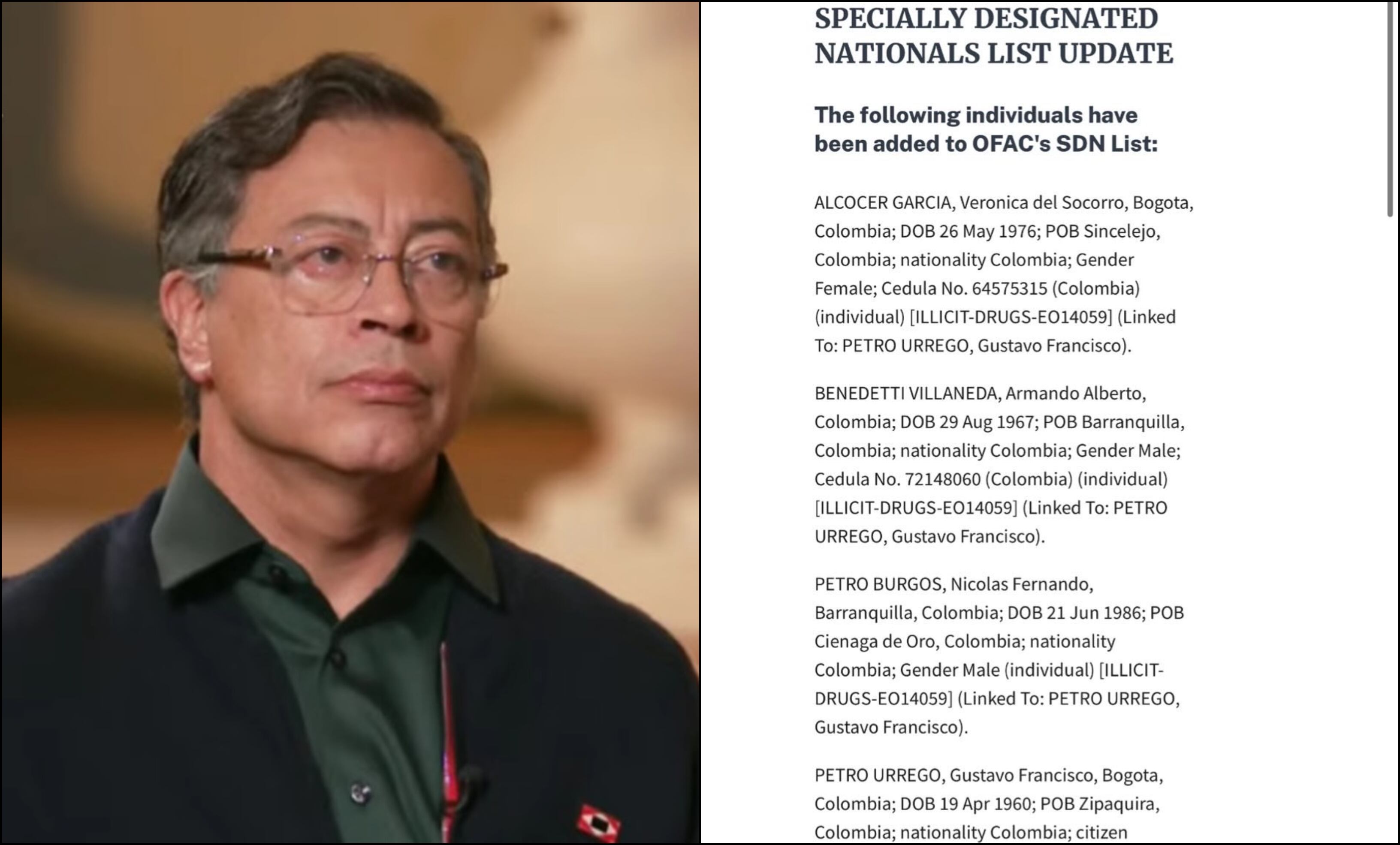 Gustavo Petro incluido en la lista Clinton