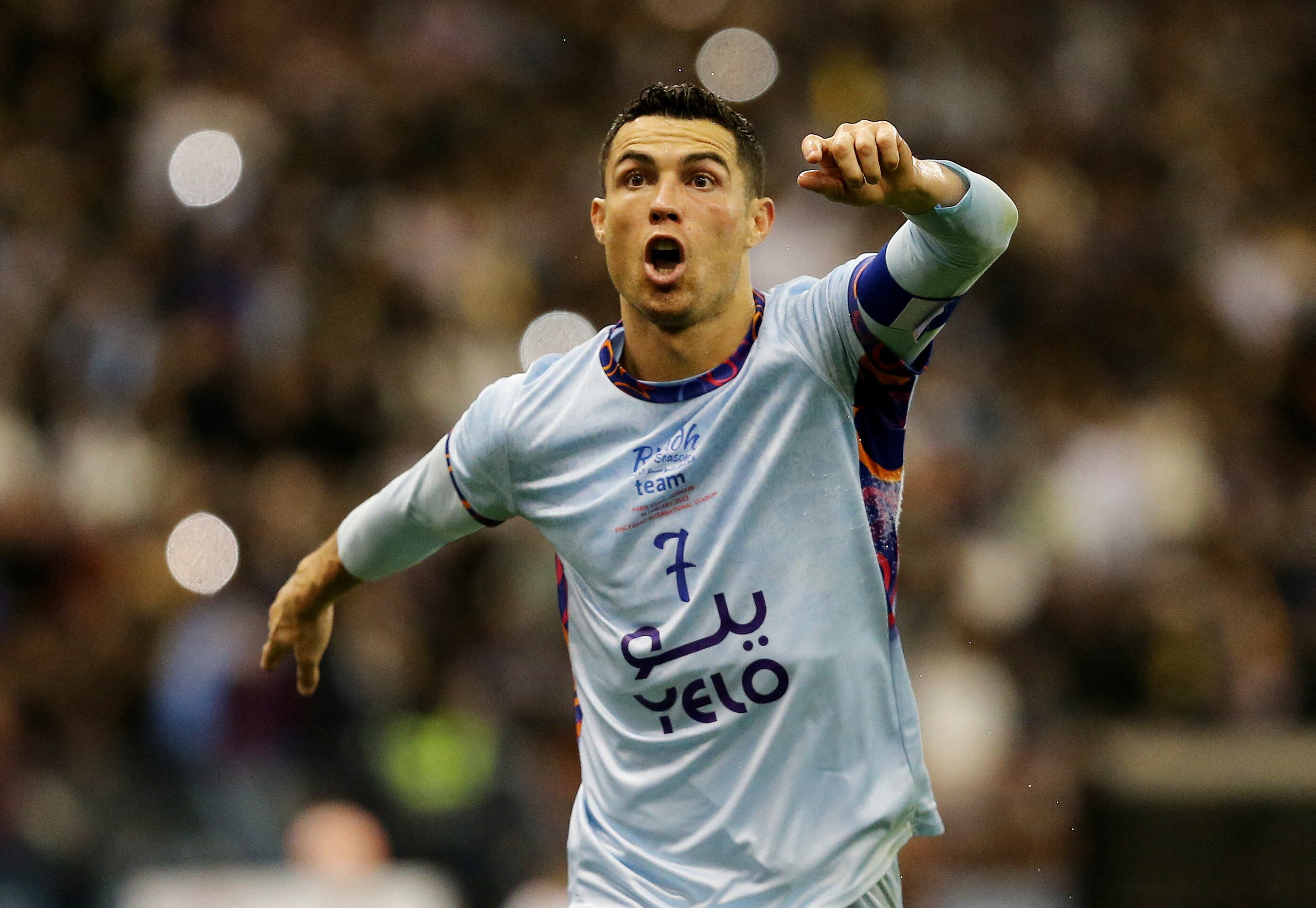 Soccer Football - Friendly - Saudi Pro League XI v Paris St Germain - King Fahd International Stadium, Riyadh, Saudia Arabia - January 19, 2023 Saudi Pro League XI's Cristiano Ronaldo celebrates scoring their first goal REUTERS/Ahmed Yosri