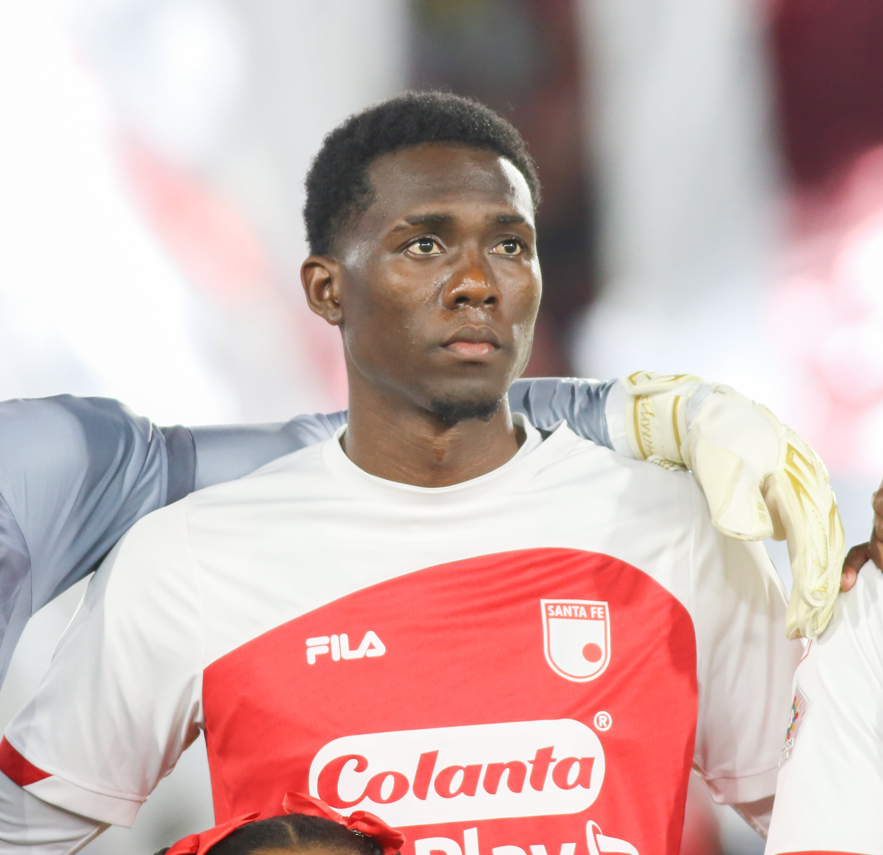 Yilmar Velasquez of Independiente Santa Fe participates in the match on the 10th date between Independiente Santa Fe and Millonarios F.C. in the BetPlay League DIMAYOR I 2025 at the Nemesio Camacho El Campin stadium. (Photo by Daniel Garzon Herazo/NurPhoto via Getty Images)