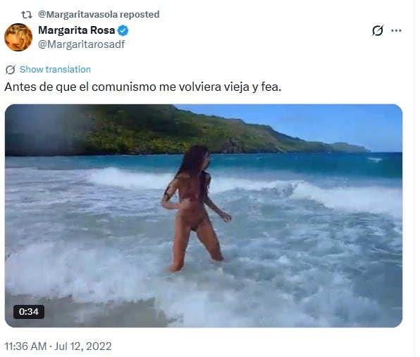 Margarita Rosa de Francisco reposteó post de 2022