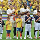Parte del plantel de Selección Colombia en un juego de Eliminatorias en Barranquilla