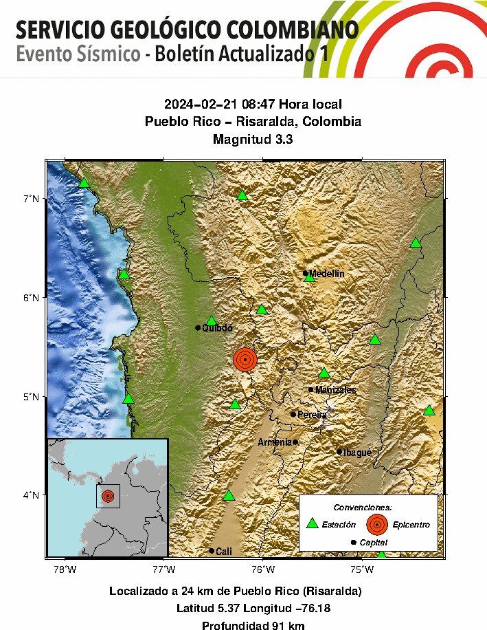 El epicentro del sismo fue en el municipio de Pueblo Rico.