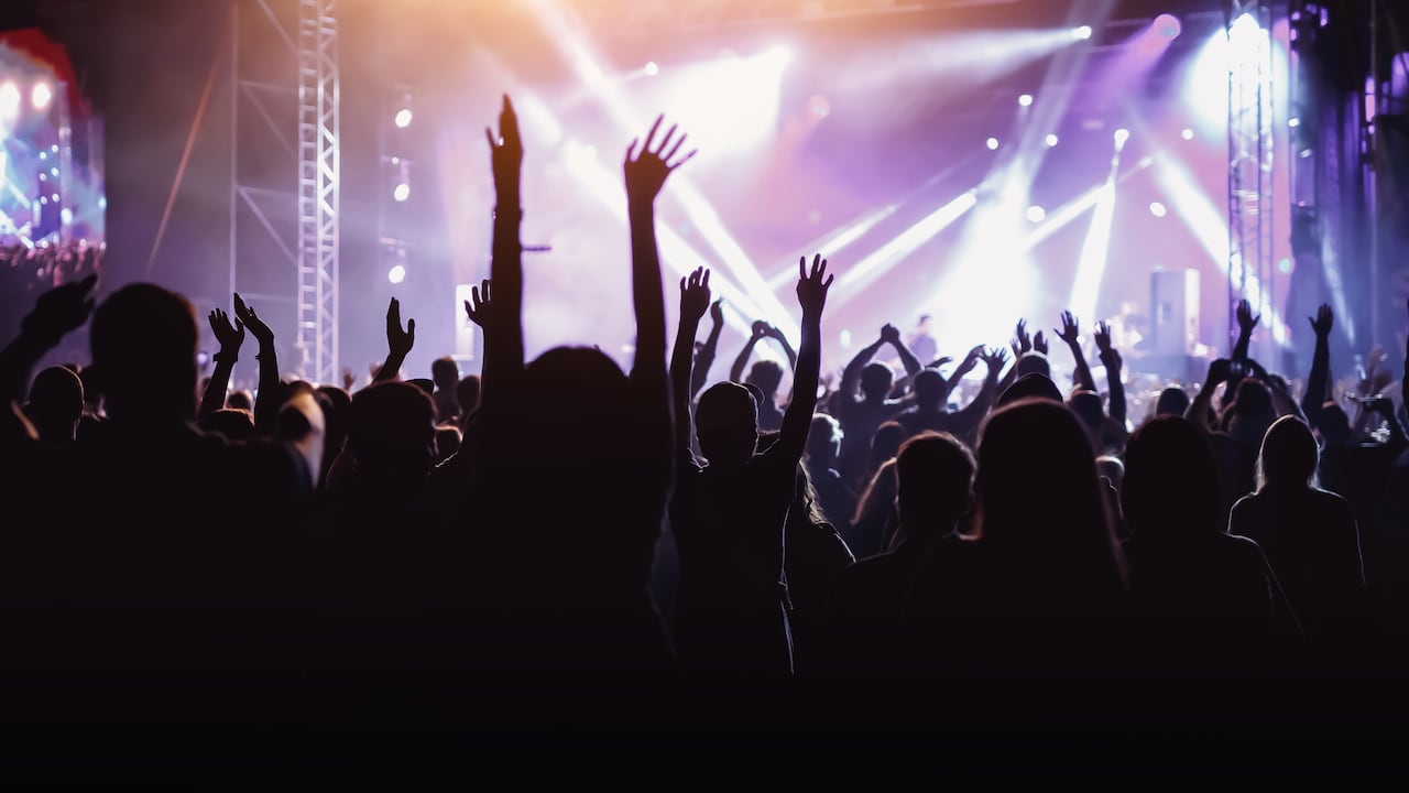 Concierto con una gran multitud de personas.