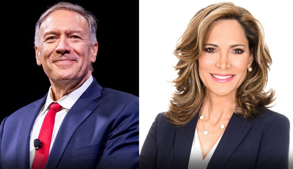 A la izquierda Mike Pompeo, secretario de estado de EE.UU. y a la derecha la congresista María Elvira Salazar.