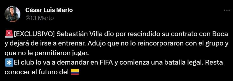 Trino de César Luis Merlo sobre el caso Villa.