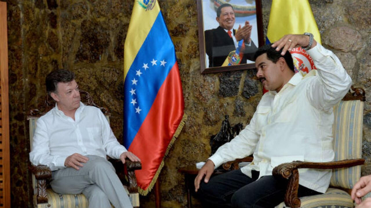 Juan Manuel Santos y Nicolás Maduro en uno de sus encuentros.