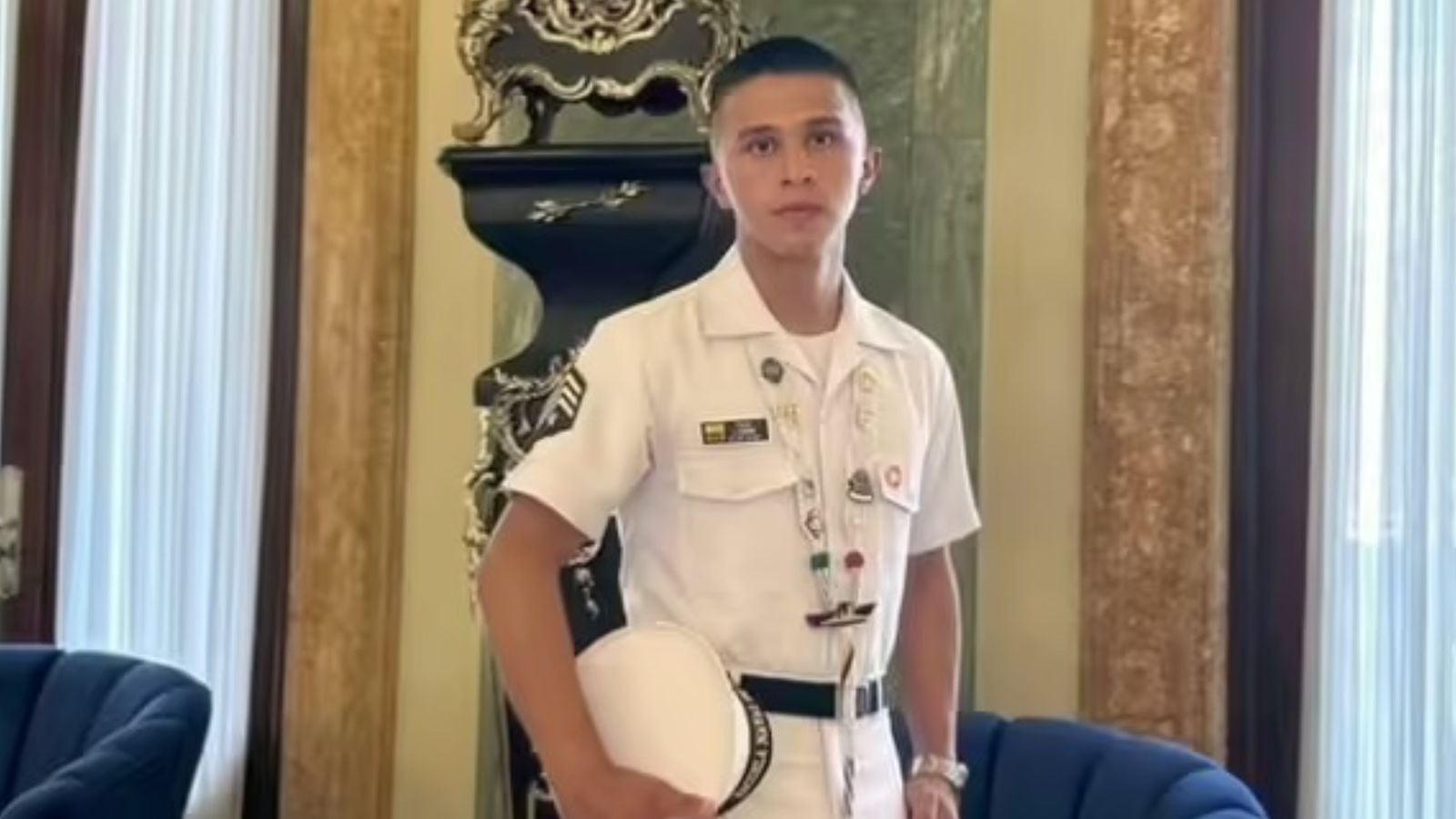 Grumete  Julián Fernando Condia Bello, quien murió tras caer del buque Gloria en Barranquilla.