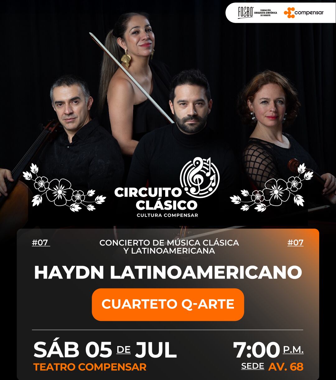 El Cuarteto de Cuerdas Q-ARTE se presenta el sábado 5 de julio en Bogotá