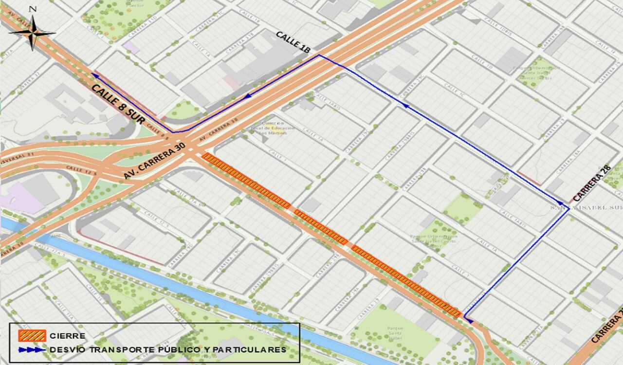 La línea azul demarca el desvió que deberán tomar los automóviles