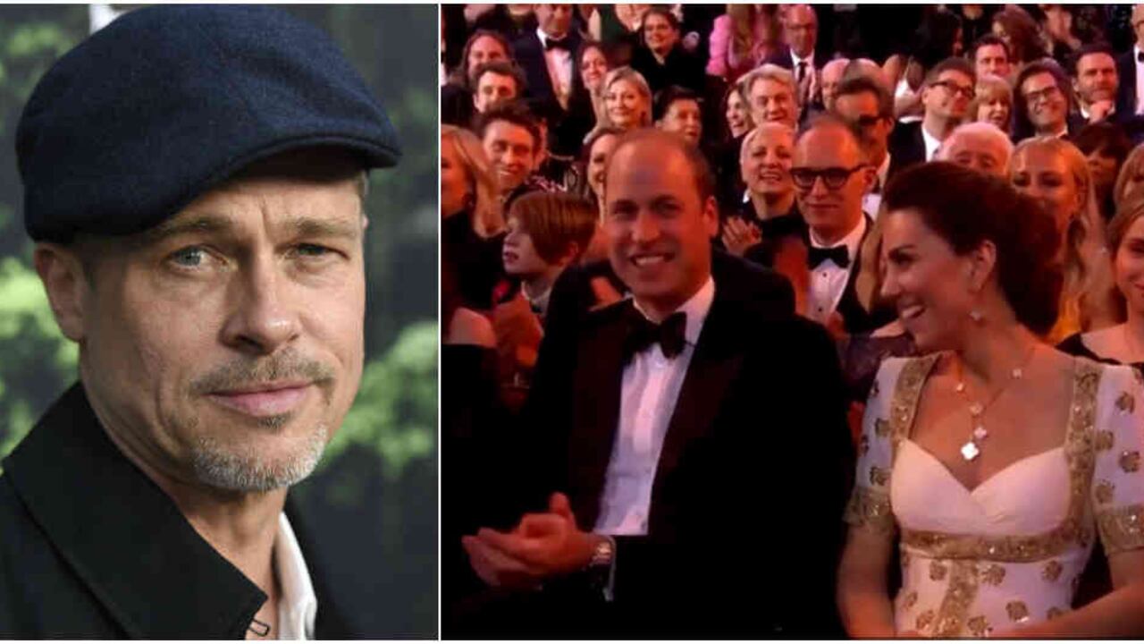 Brad Pitt hizo reír a William y Kate con su referencia a Harry.