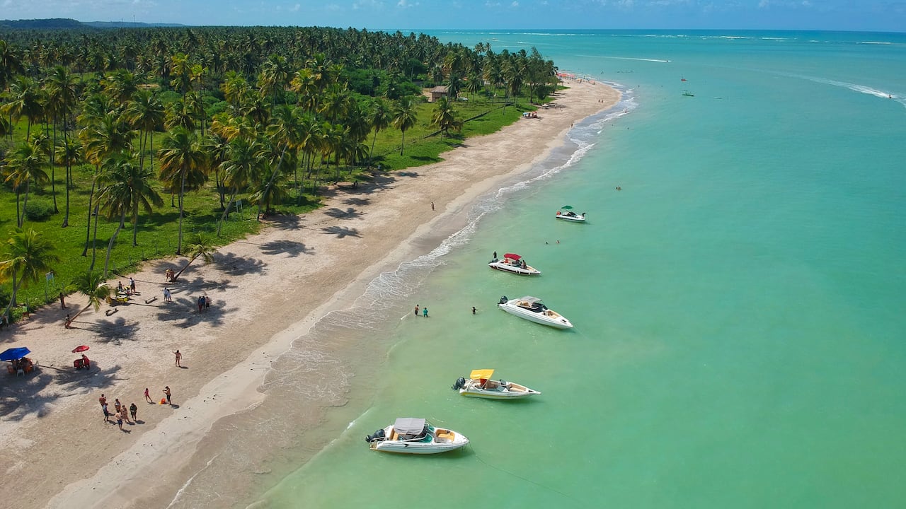 Hermosa vista de la playa de Maragogi, uno de las más populares de Brasil.
