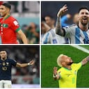 Achraf Hakimi, Lionel Messi, Kylian Mbappé, Neymar principales figuras de sus selecciones.