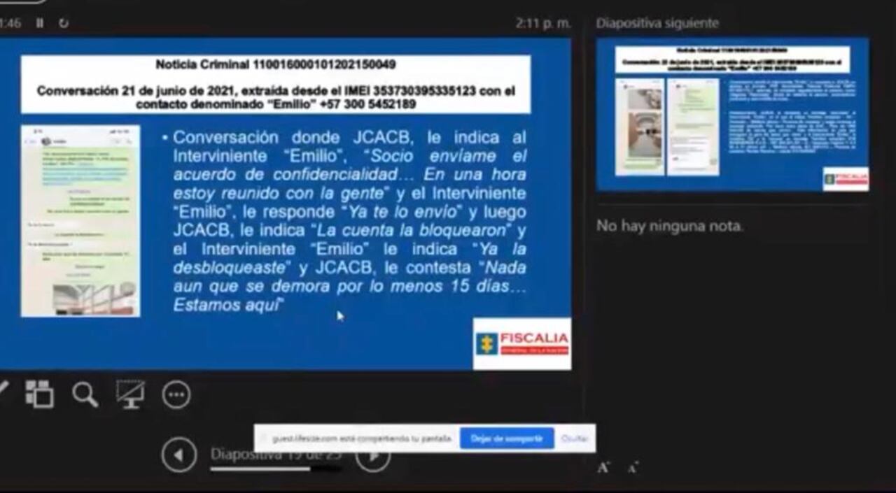 Los “chats” del caso Centros Poblados... Pantallazos de la audiencia.