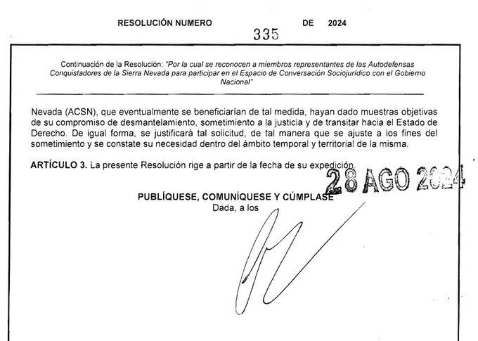 Resolución Petro, sobre alias Pinocho