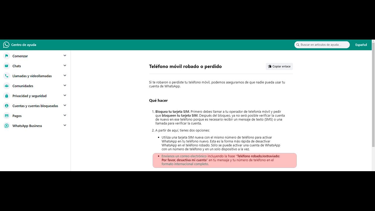 WhatsApp ofrece una guía para bloquear una cuenta en la app.