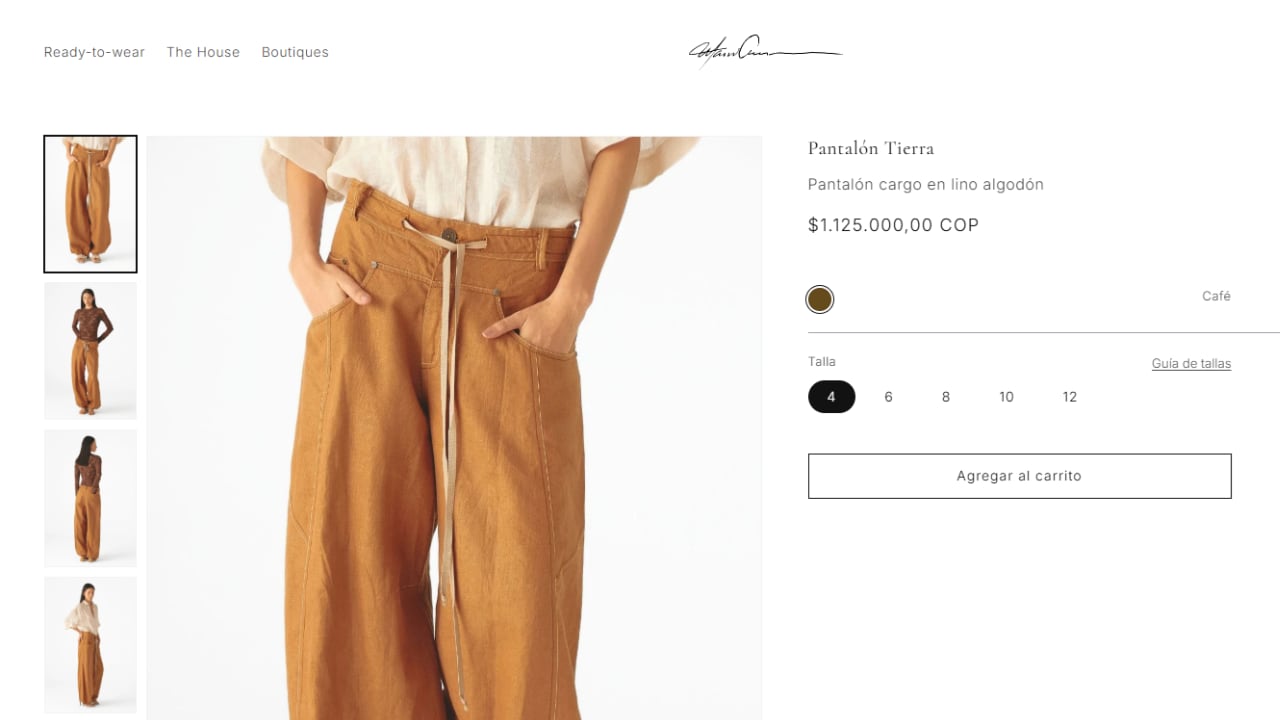 Pantalón cargo en lino algodón.