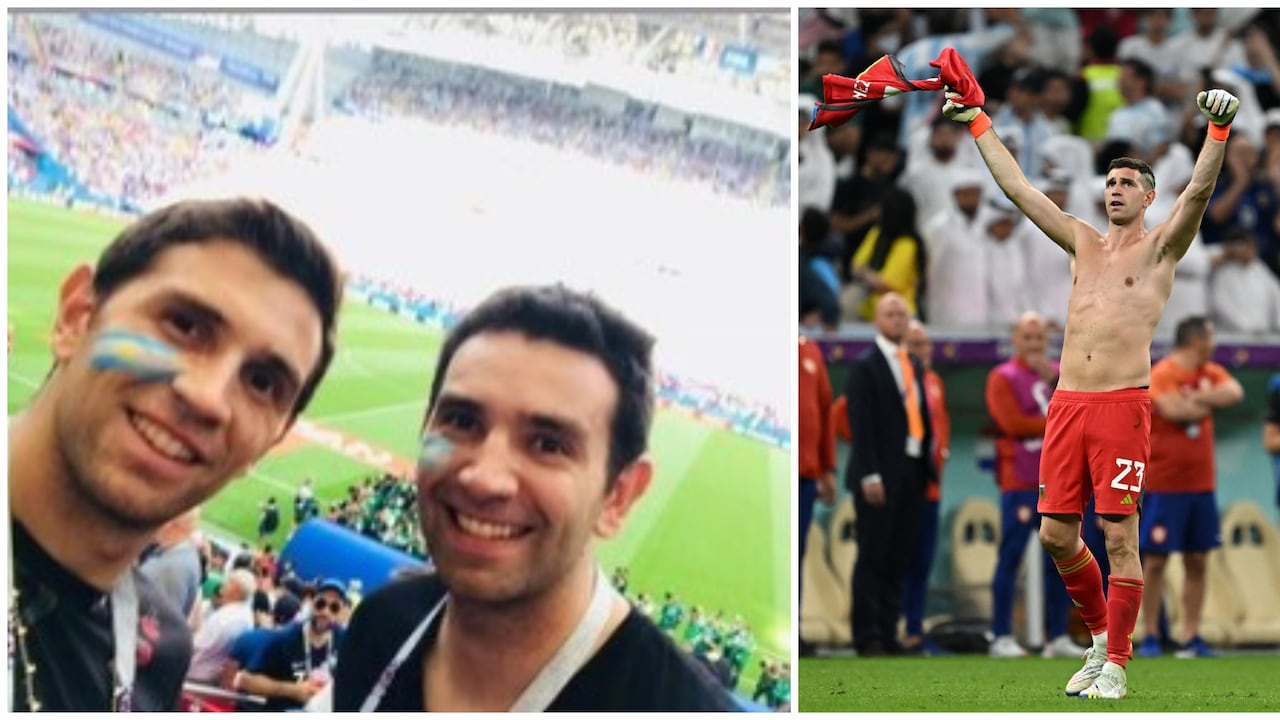 Dibu Martínez vio el Mundial Rusia 2018 desde la tribuna junto a su hermano; en Qatar es titular.