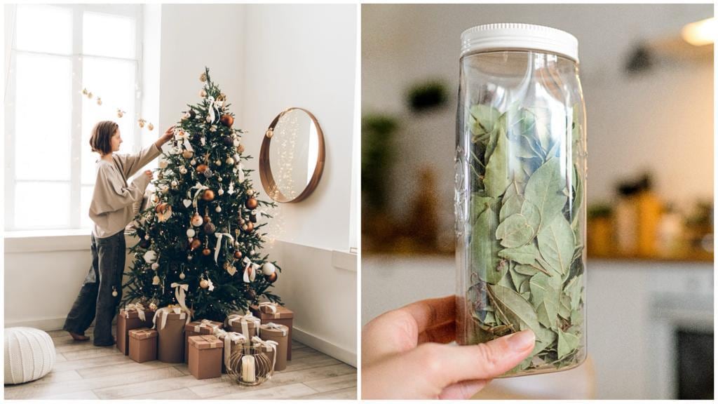 Árbol de Navidad y laurel