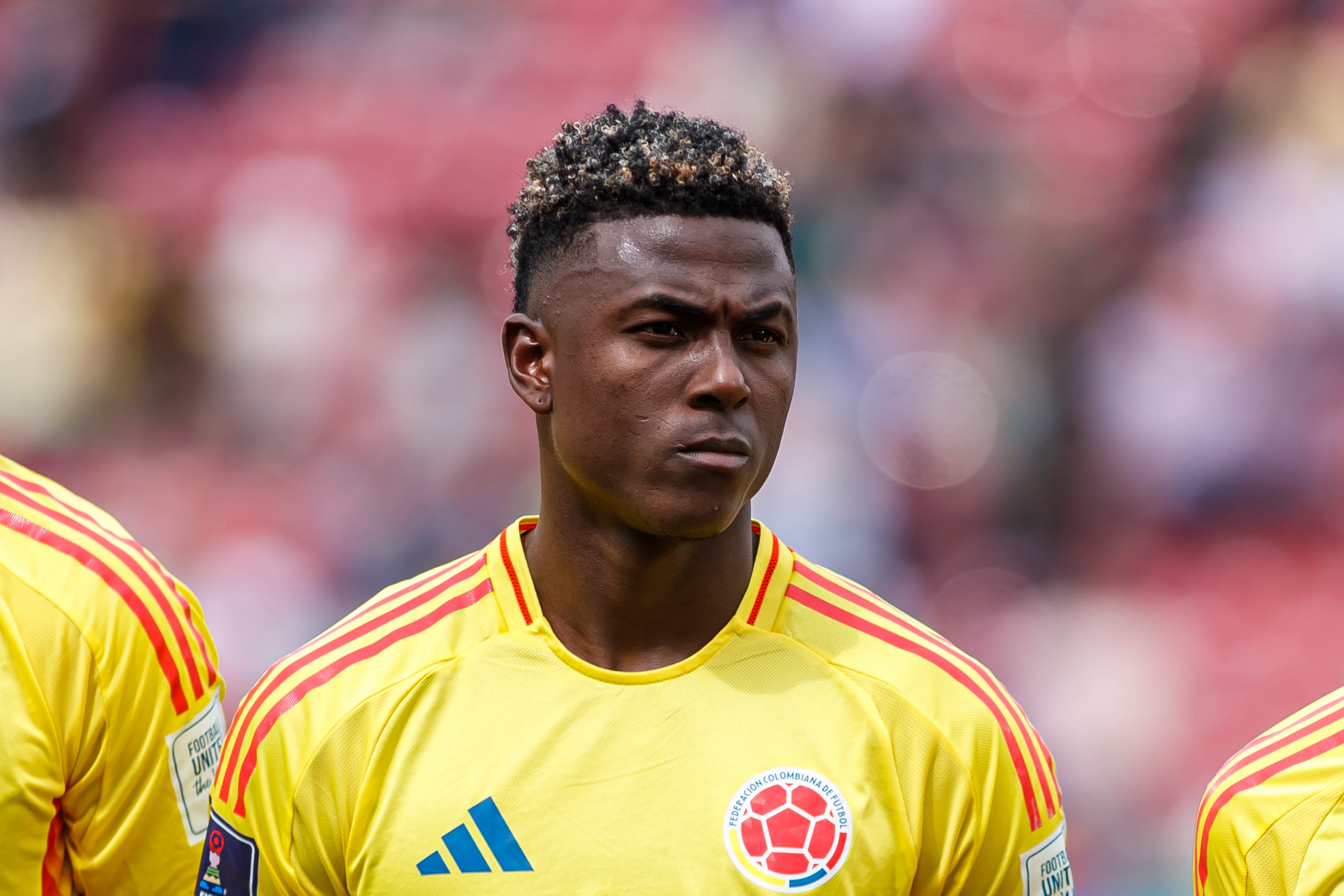 SANTIAGO, CHILE - OCTOBER 18: Neyser Villarreal of Colombia looks on prior to the FIFA U-20 World Cup Chile 2025 third place match between Colombia and France at Estadio Nacional Julio Martinez Pradanos on October 18, 2025 in Santiago, Chile. (Photo by Martín Fonseca/Eurasia Sport Images/Getty Images)