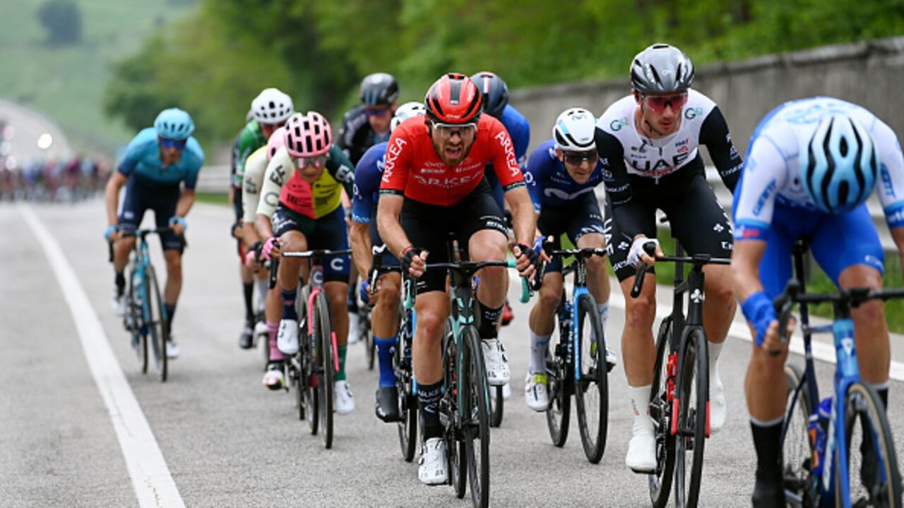 LAGO LACENO-BAGNOLI IRPINO, ITALY - MAY 09: Thibault Guernalec of France and Team Arkéa Samsic competes in the breakaway during the 106th Giro d'Italia 2023, Stage 4 a 175km stage from Venosa to Lago Laceno 1059m - Bagnoli Irpino / #UCIWT / on May 09, 2023 in Lago Laceno 1059m - Bagnoli Irpino, Italy. (Photo by Tim de Waele/Getty Images)