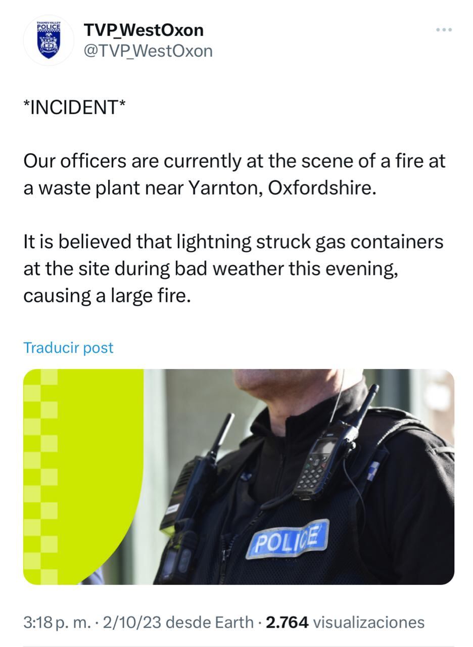 La policía aseguró que el accidente se originó por la caída de un rayo