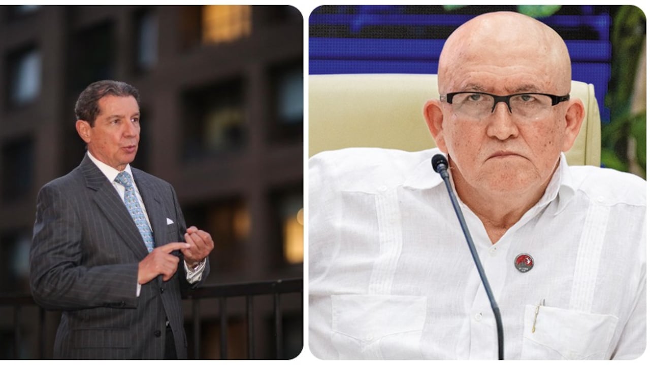 José Félix Lafaurie, negociador del Gobierno para los diálogos con el ELN, y el comandante de ese grupo criminal, Antonio García.