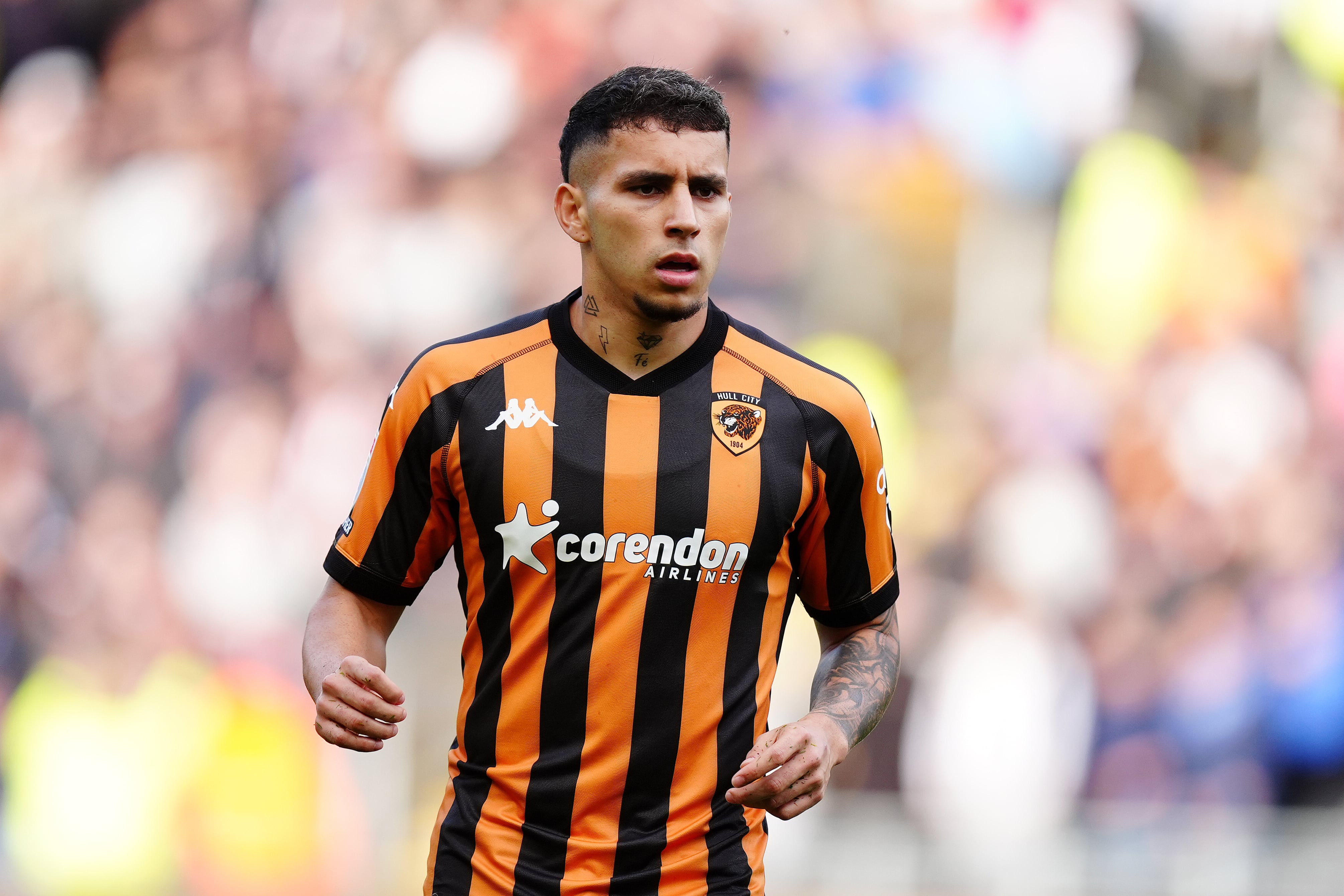 Gustavo Puerta, del Hull City, durante el partido de la Sky Bet Championship disputado en el MKM Stadium de Hull.