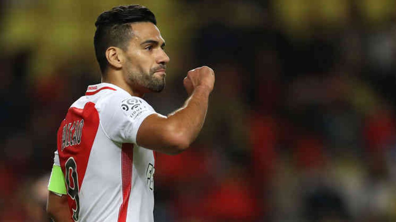 Falcao celebra su gol.
