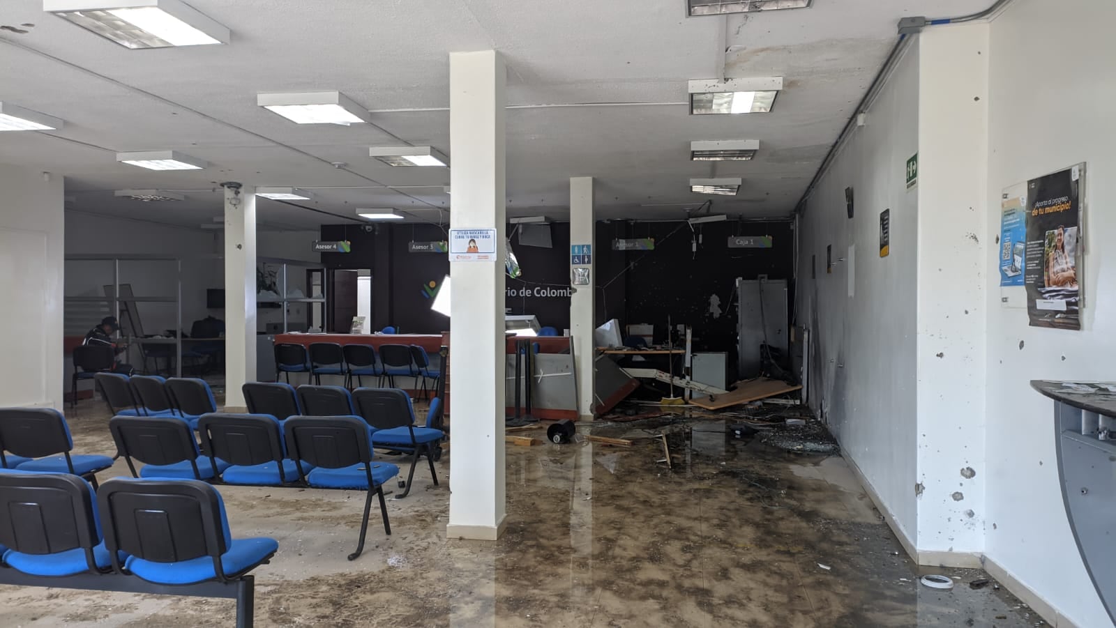 Así quedó el Banco Agrario de Morales, Cauca.