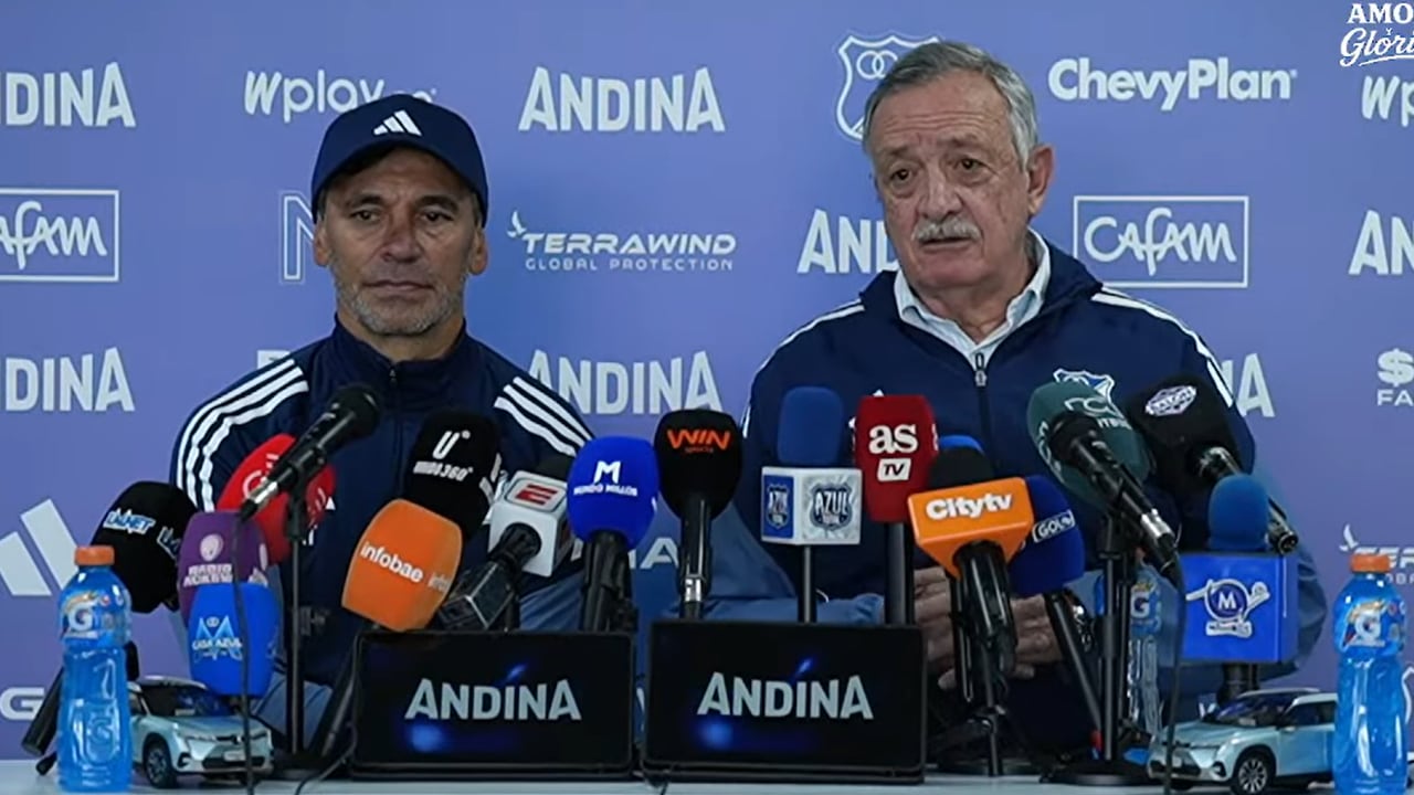 Fabián Bustos y Enrique Camacho, técnico y presidente de Millonarios previo al 2026-II