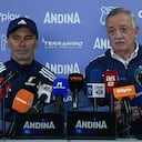 Fabián Bustos y Enrique Camacho, técnico y presidente de Millonarios previo al 2026-II