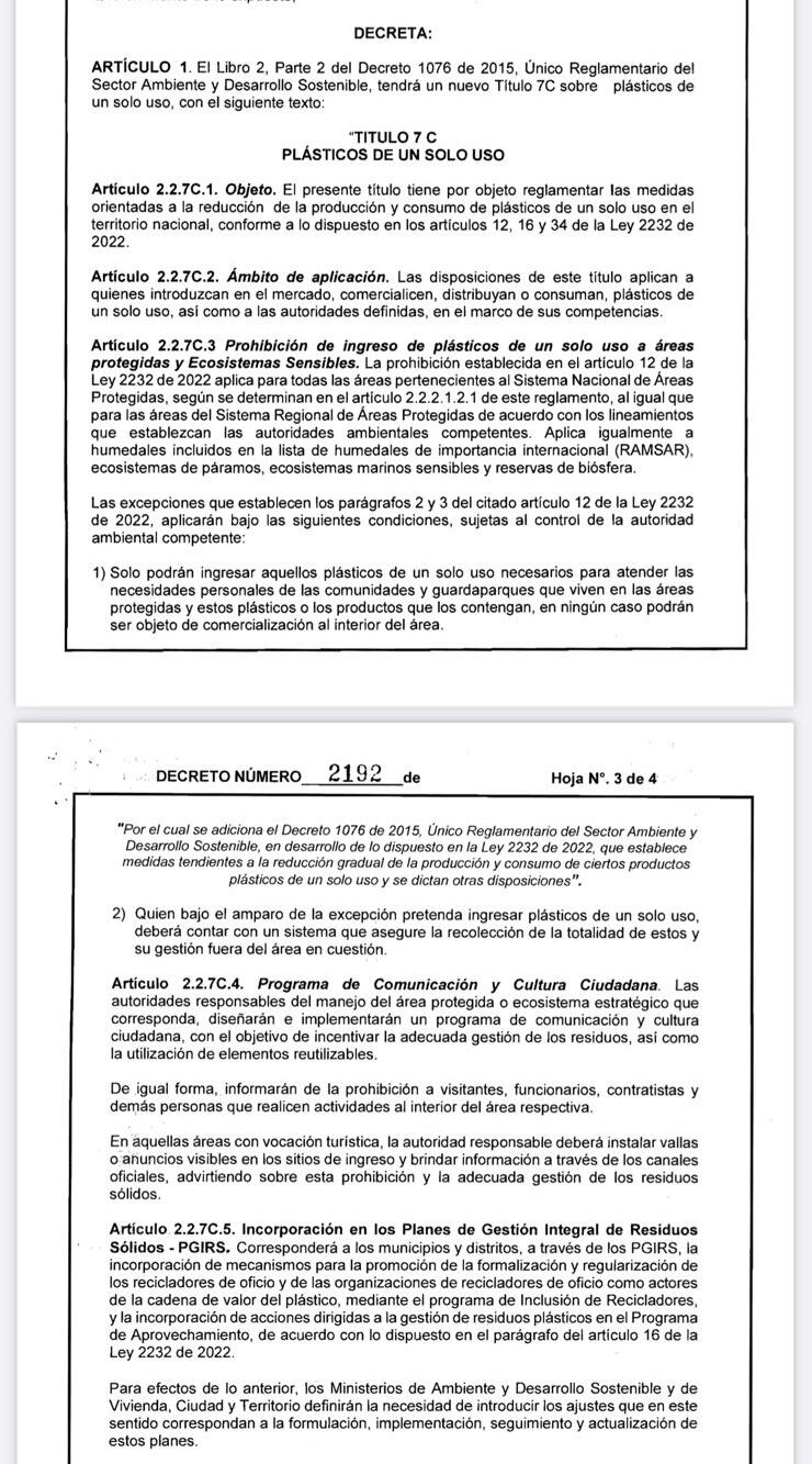 Decreto plásticos de un solo uso