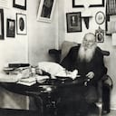 Leo Tolstoy - portrait of the Russian writer sitting at a table. 1828-1910. (Photo by Culture Club/Getty Images)