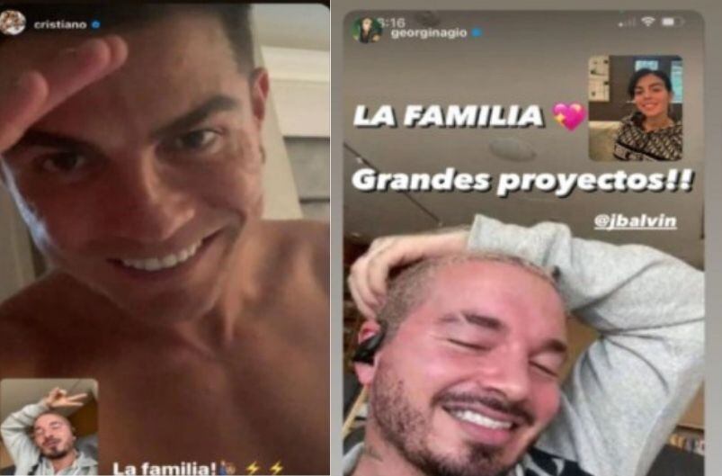 Reunión de  Balvin, Cristiano Ronaldo y Georgina Rodríguez
