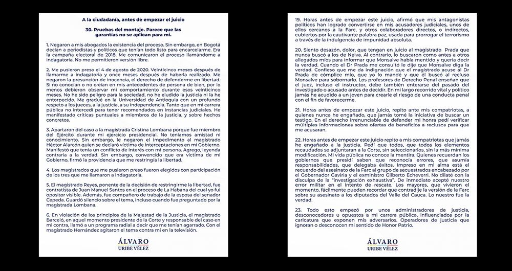 Uribe se ha defendido.