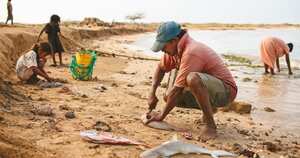 Lúder Uriana salió a las 5:00 a.m en busca de muchos peces, pero no le fue bien esta mañana. solo cuatro cayeron en sus redes.