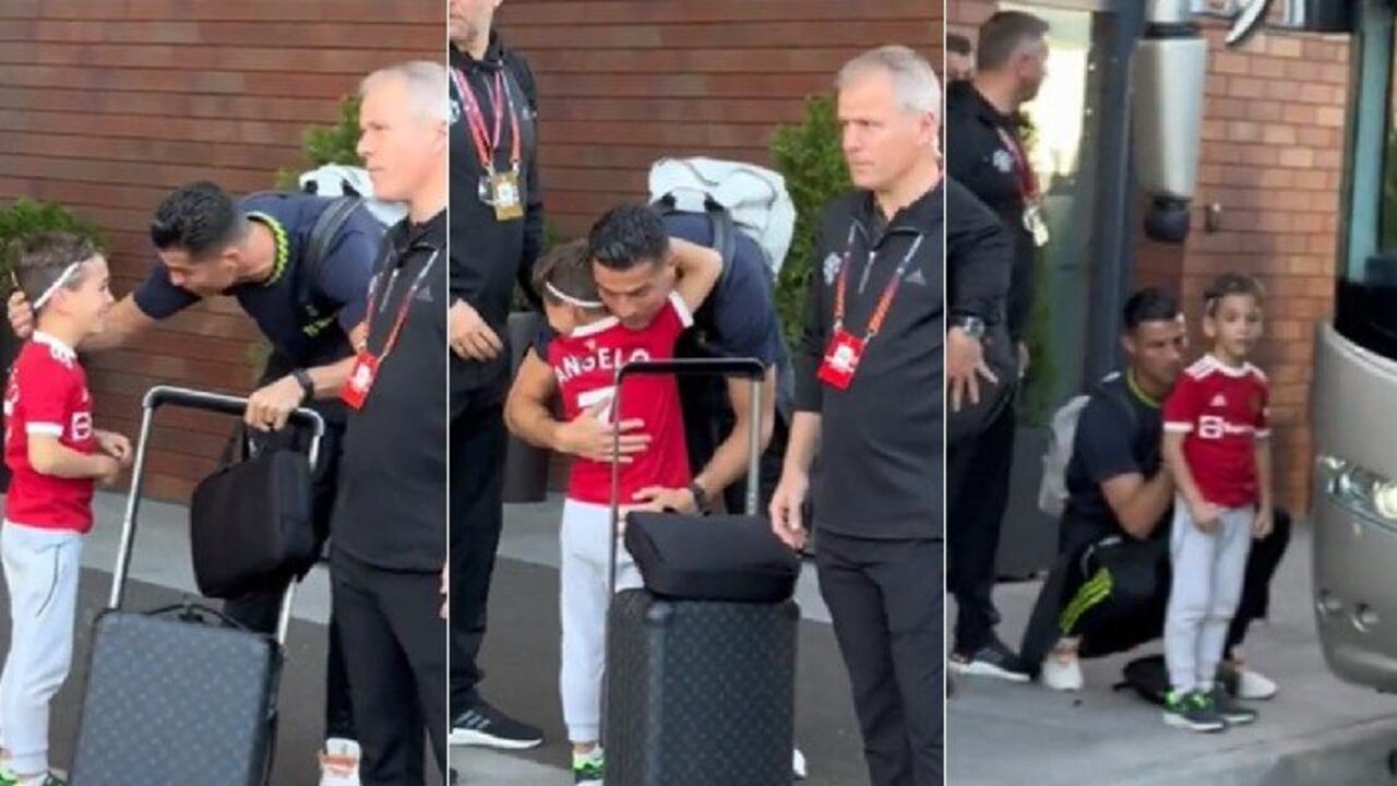 Cristiano Ronaldo le dedicó algunos minutos a su pequeño fan. Foto: Captura de video en Twitter.