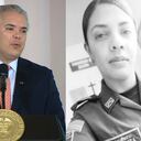 Presidente Iván Duque y la patrullera Luisa Fernanda Zuleta.