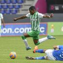 QUITO, ECUADOR - JULY 21: Oscar Perea of Atletico Nacional jumps over Diego Arancibia of Universidad Catolica during a semifinal match between Atletico Nacional and Universidad Catolica as part of Copa Internacional Mitad del Mundo U18 at Complejo Independiente del Valle on July 21, 2022 in Quito, Ecuador. on July 21, 2022 in Quito, Ecuador. (Photo by Klaus Galiano/Agencia Press South/Getty Images)