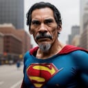 Imagen de 'don Ramón' con el traje de Superman creada con inteligencia artificial.