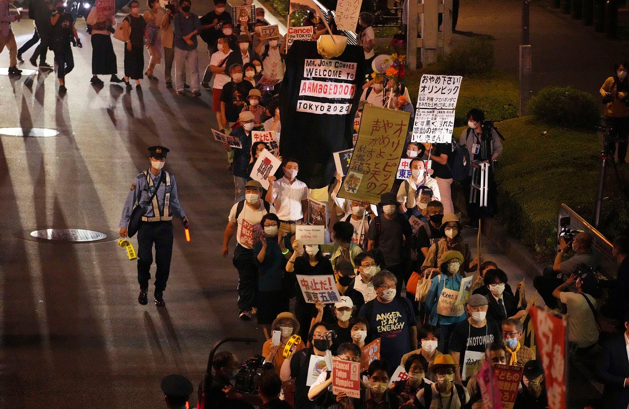 Protestas en contra de los juegos olímpicos en Japón.