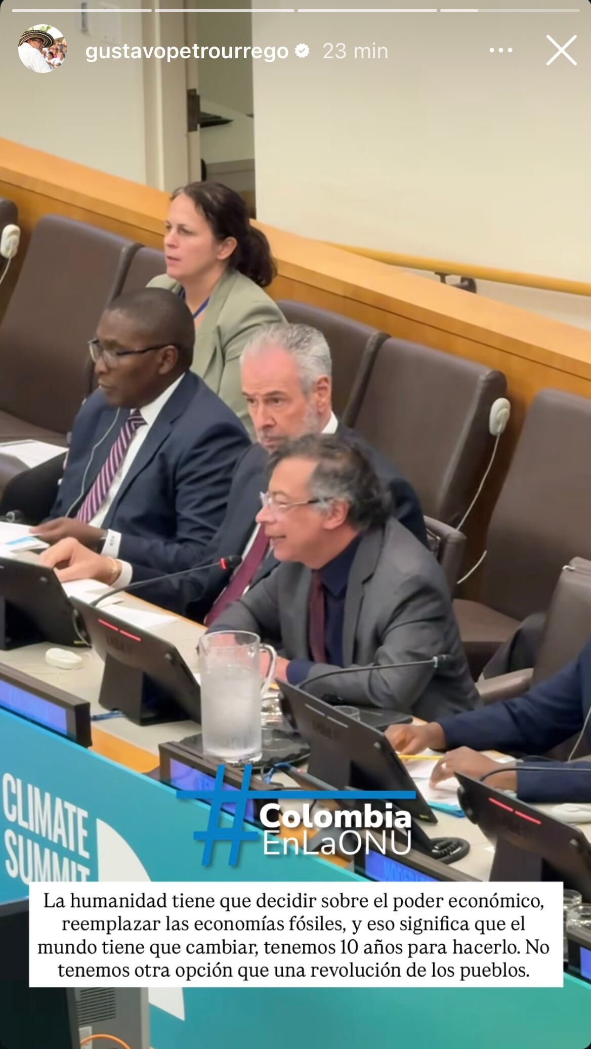 Publicación en su cuenta de Instagram de Gustavo Petro