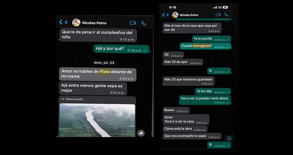 Chats de Nicolás Petro con Day Vásquez.