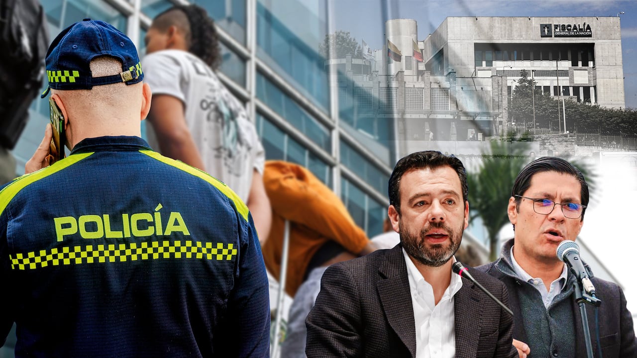 El alcalde Carlos Fernando Galán y el secretario de Seguridad, César Restrepo.