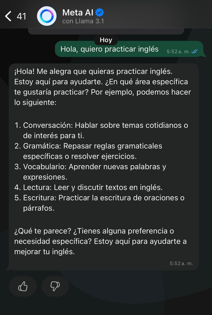 ¿Cómo practicar inglés con Meta AI?