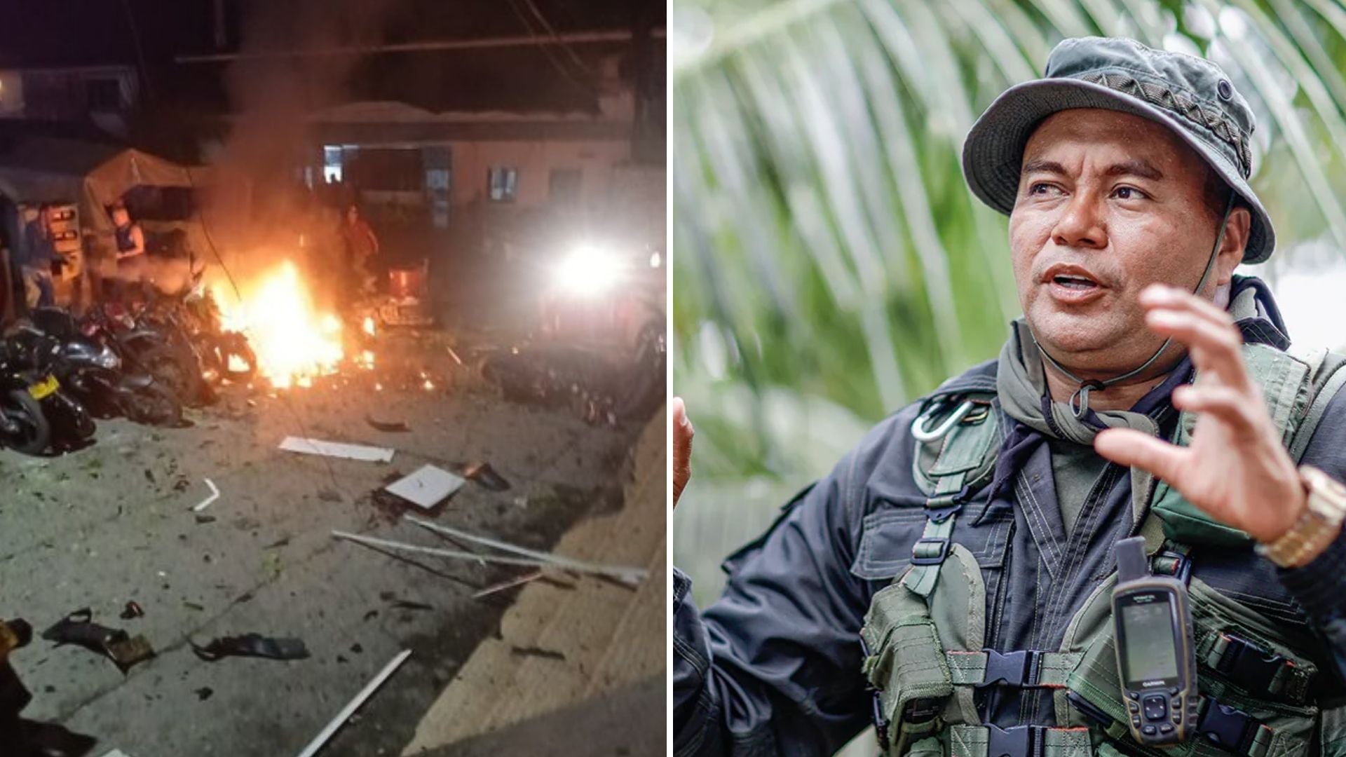 El ataque con explosivos en Briceño dejó a dos uniformados heridos y encendió las alertas de seguridad en medio de actividades religiosas.