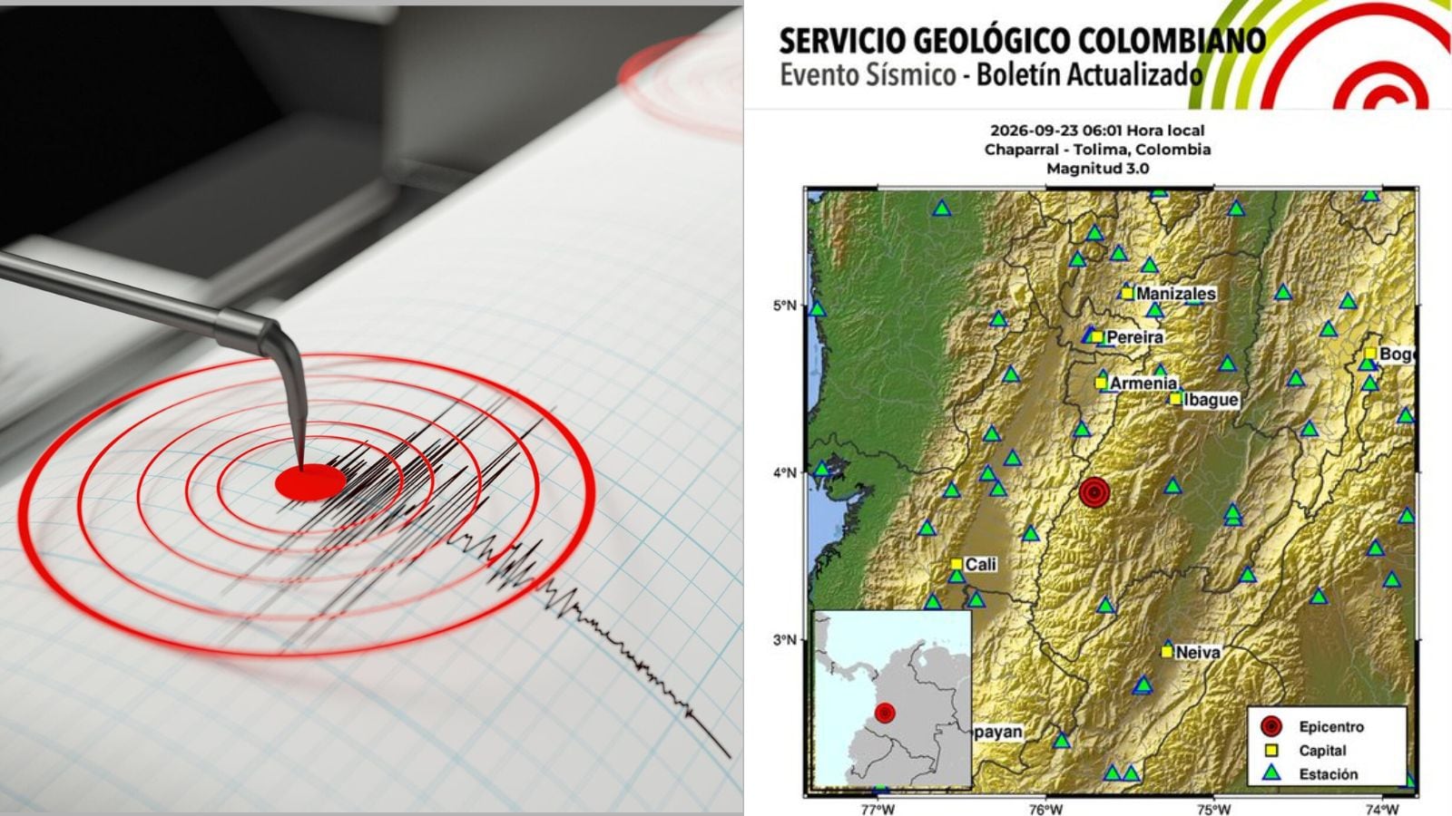 Chaparral, Tolima, volvió a registrar un sismo durante la madrugada de este miércoles, en medio de la actividad sísmica que mantiene bajo monitoreo al sur del departamento.