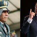 El general Eduardo Zapateiro y el candidato Gustavo Petro